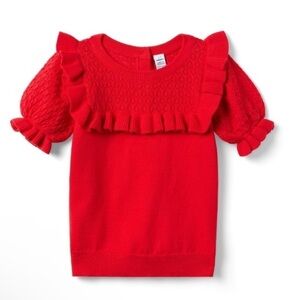 Janie and Jack Vibrant Red Ruffle Sweater